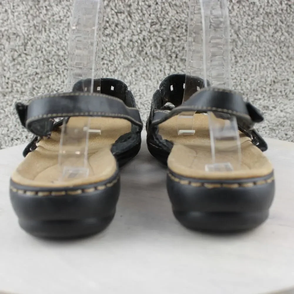 Clarks Collection Leisa Strappy Comfort Sandals Black Leather Womens 9 - Picture 4 of 7